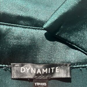 Dynamite Shimmering Green Satin Top